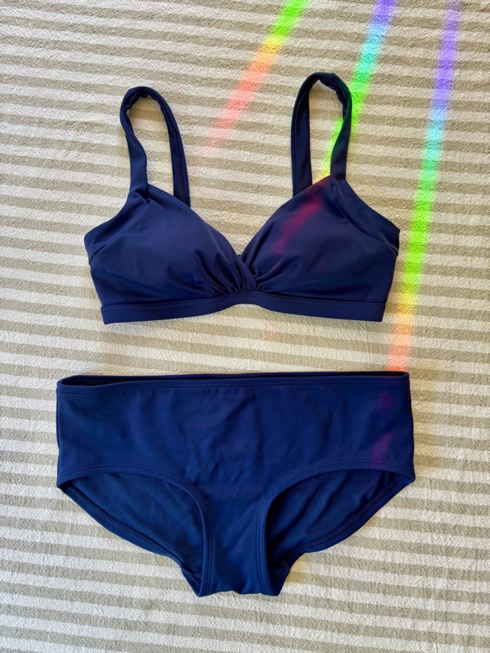 Boden 2 Piece French Navy Bikini Classic Bottoms + Crossover Top Size 6